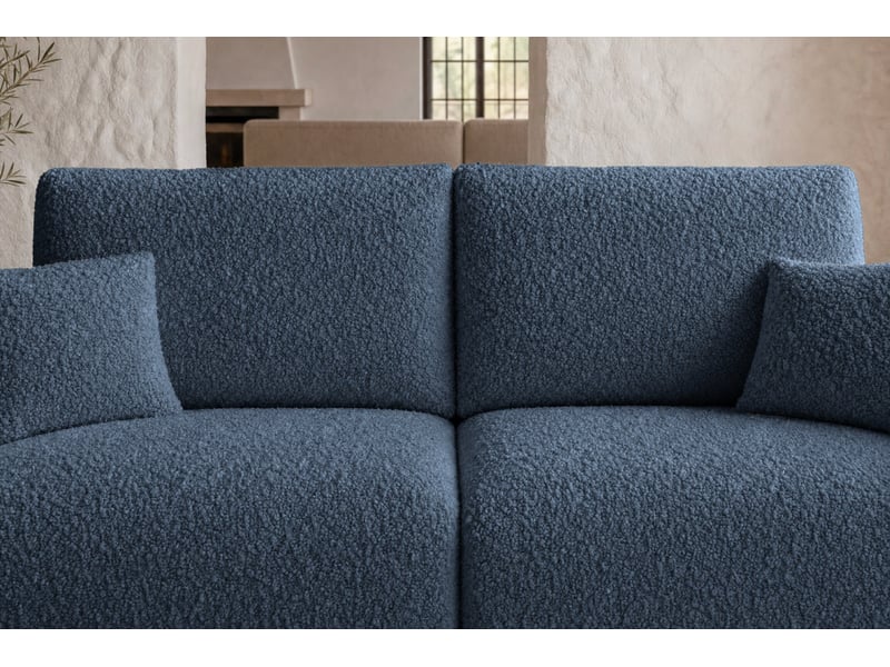  Elio mini - canapé droit convertible tissu bouclette 2 places bleu  - Conforama E