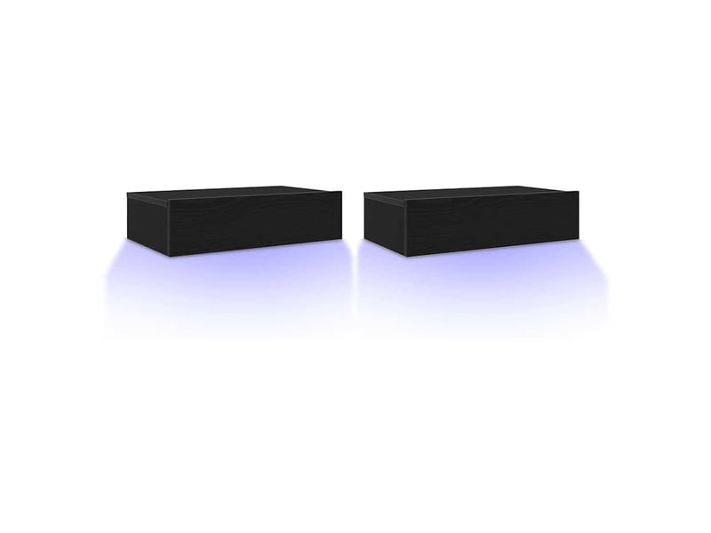  Meubles tv avec éclairage led 2 pcs chêne noir 60x35x15,5 cm  - Conforama C