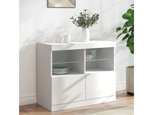 Buffet - bahut - meuble de rangement avec lumières led blanc 81x37x67 cm