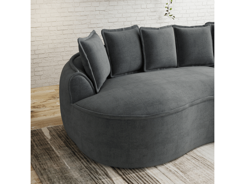  Canapé xxl gris en chenille – méridienne double, coussins inclus, sans montage  - Conforama D