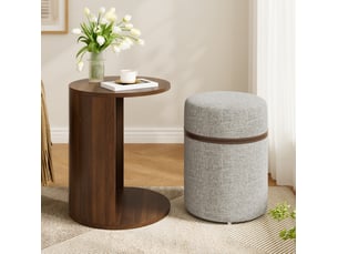 Table basse rond(e) coloris bois foncé <strong>BEAOK</strong> <strong></strong> - 38 cmx38 cm