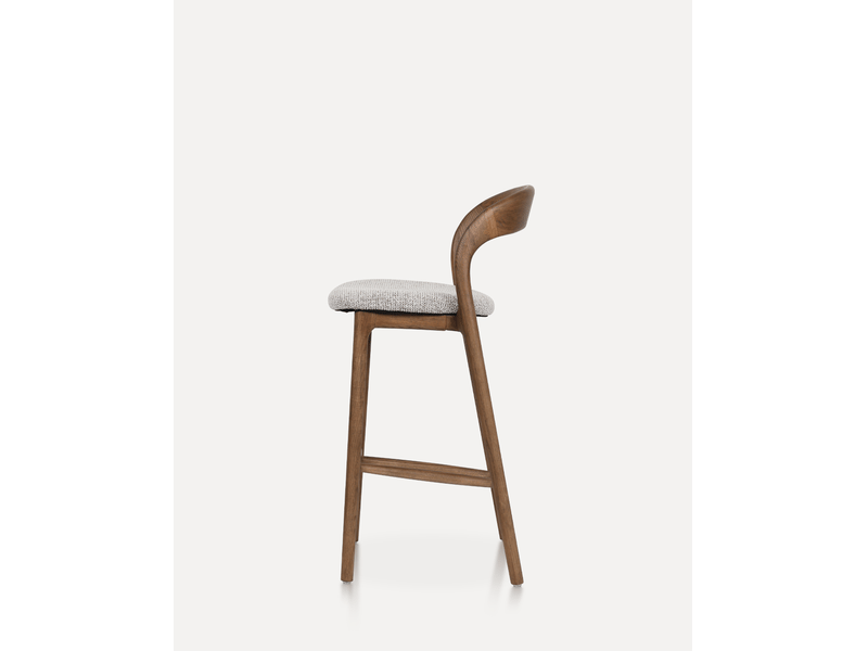 Tabouret de bar 45x48x95,5 cm – noyer et argile – assise rembourrée en tissu avec repose-pieds intégré - Conforama B