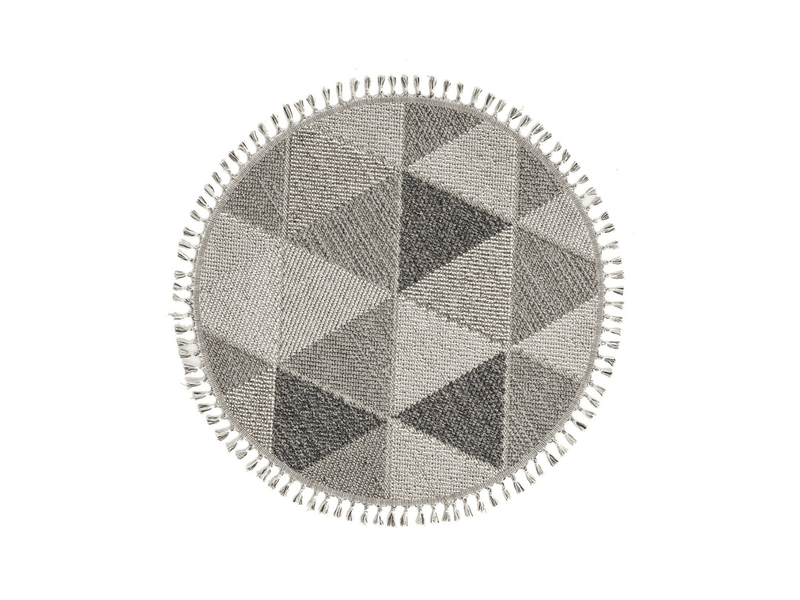 Tapis rond à motifs triangles gris - bukle  - Conforama A