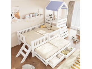 Lit superposé 90x190/200 cm <strong>HAUSS SPOLE</strong> <strong></strong> coloris blanc