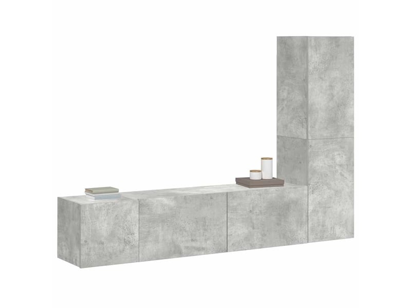  Ensemble de meubles tv 3 pcs gris béton bois d'ingénierie shl73591  - Conforama C
