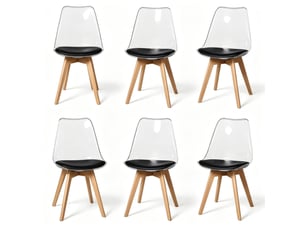 Lot de 6 chaises de salle à manger 42x42x83 cm – noir – assise rembourrée, pieds en bois stables au quotidien