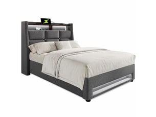 Lit coffre 90x200 cm ULQENI   coloris gris