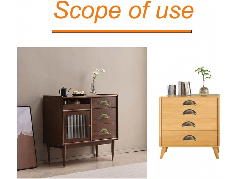  Poignée coquille (couleur bronze), 4 unités, style rétro, pour tiroir, meuble ou armoire.  - Conforama D