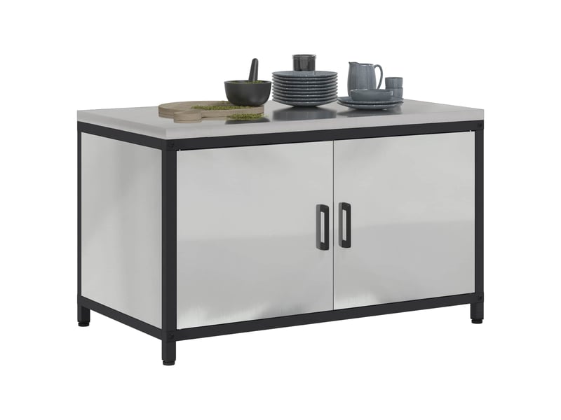  Meuble de rangement de cuisine hattem argenté 90x50x53cm shl5055  - Conforama C