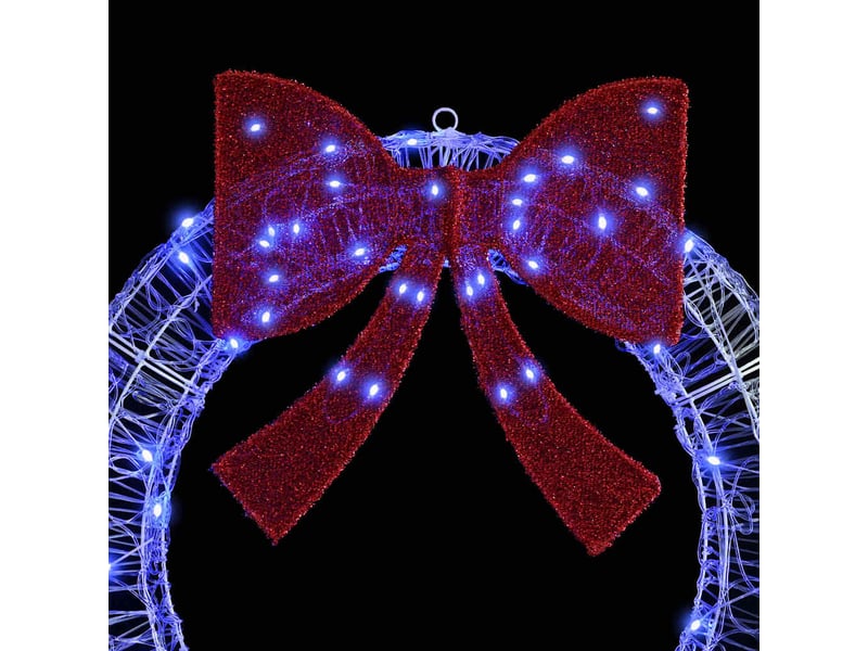  Couronne de noël, décoration de noël 80 led bleu 92 x 92 x 9,5 cm acrylique cf61761  - Conforama E