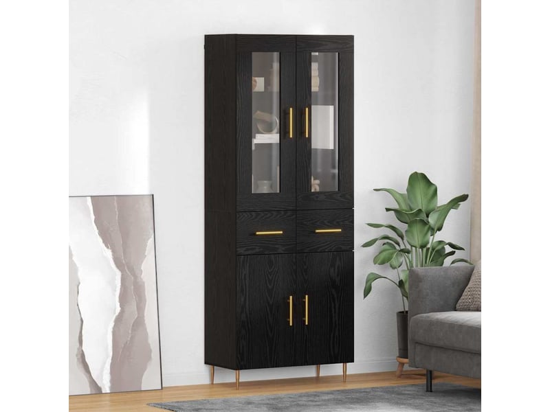  Buffet - haut armoire 2 pc chêne noir 69,5 x 34 x 180 cm  - Conforama B
