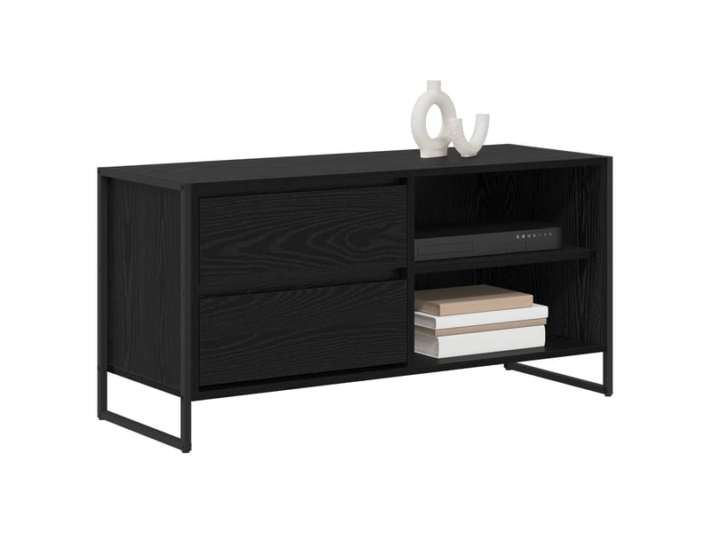  Meuble tv - banc tv - meuble de rangement 100 x 36 x 49,5 cm chêne noir bois d'ingénierie  - Conforama C