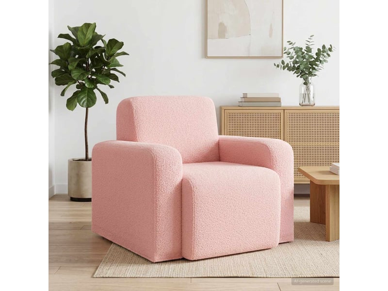 Vidaxl fauteuil rose bouclé - Conforama B