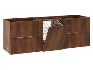 Ensemble salle de bain avec panier à linge novo l.160 cm effet noyer warmia