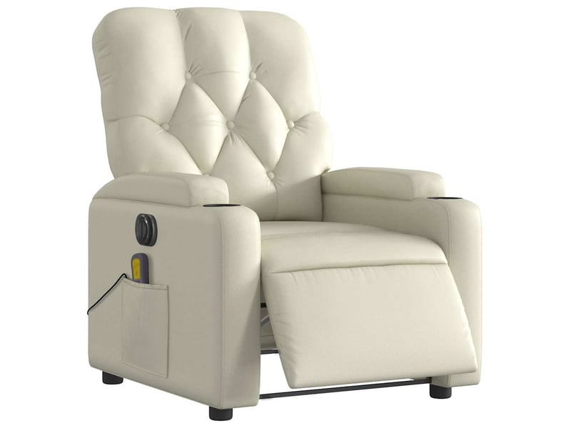 Fauteuil de massage inclinable électrique crème similicuir shl1976 - Conforama C