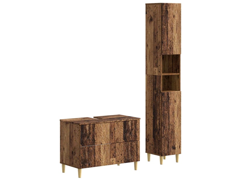 Ensemble de 2 meubles de salle de bain delft bois ancien cf63107 - Conforama A