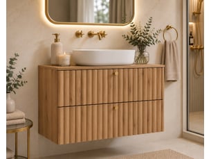 Meuble sous vasque suspendu bello chêne craft 80 cm