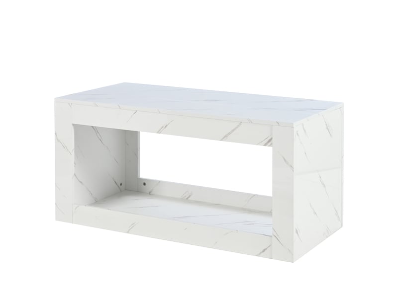  Table basse led effet marbre 100x50 cm - finition brillante rangement ouvert  - Conforama R