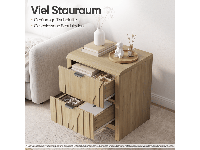  Table de chevet coloris chêne poignées en métal 48 x 40 x 55.5 cm W3180P512004 - Conforama E