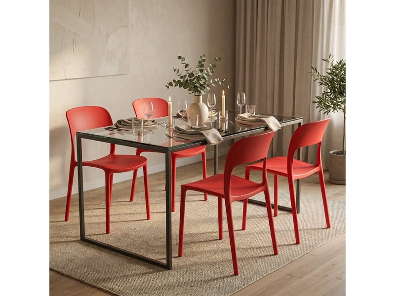 Lot de 2 chaises empilables intérieur et extérieur sirolo - rouge - Conforama B