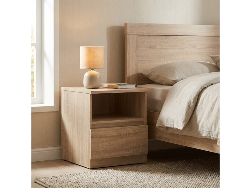  Table de chevet avec tiroir et niche ouverte tetrix - chêne  - Conforama B