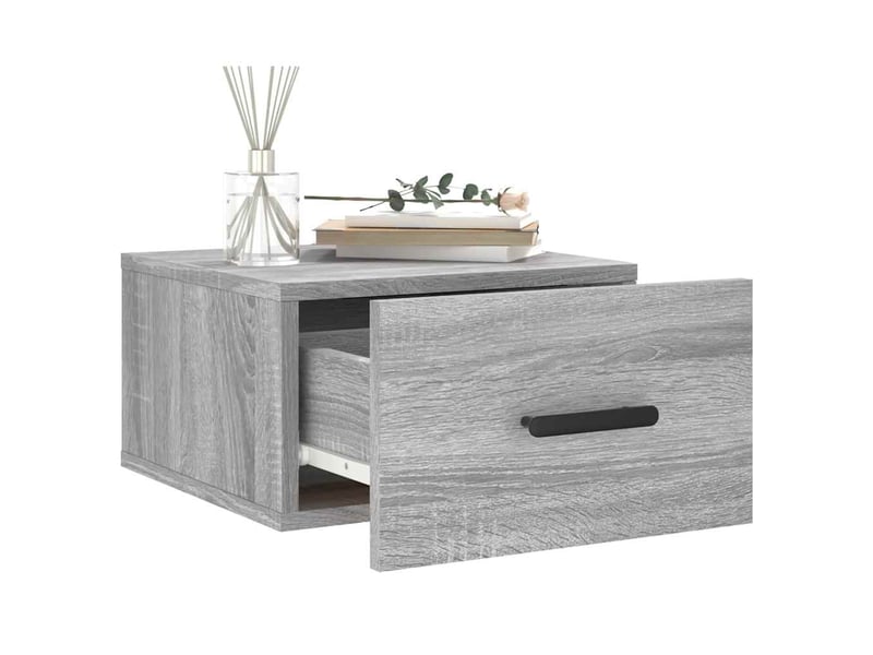  Lot de 2 tables de chevet - cabinet de chevet - table de nuit murales sonoma gris 35x35x20 cm  - Conforama C
