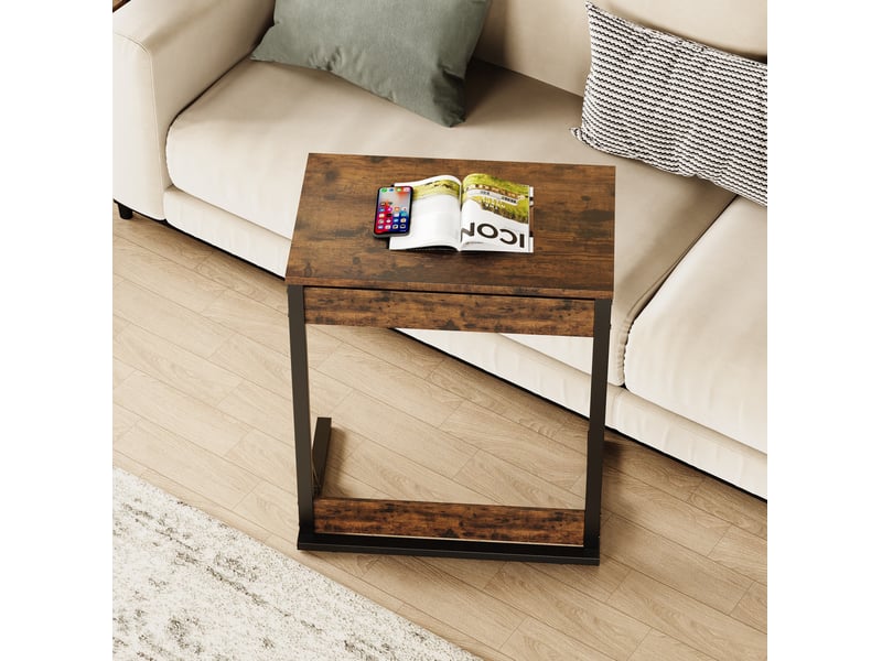  Table d’appoint c pliable 60x37x71 cm effet bois marron  - Conforama D