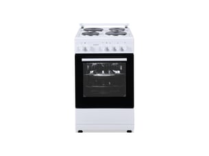 Cuisiniere electrique 4 plaques 48 l 6800 w blanc 6 niveaux de puissance four