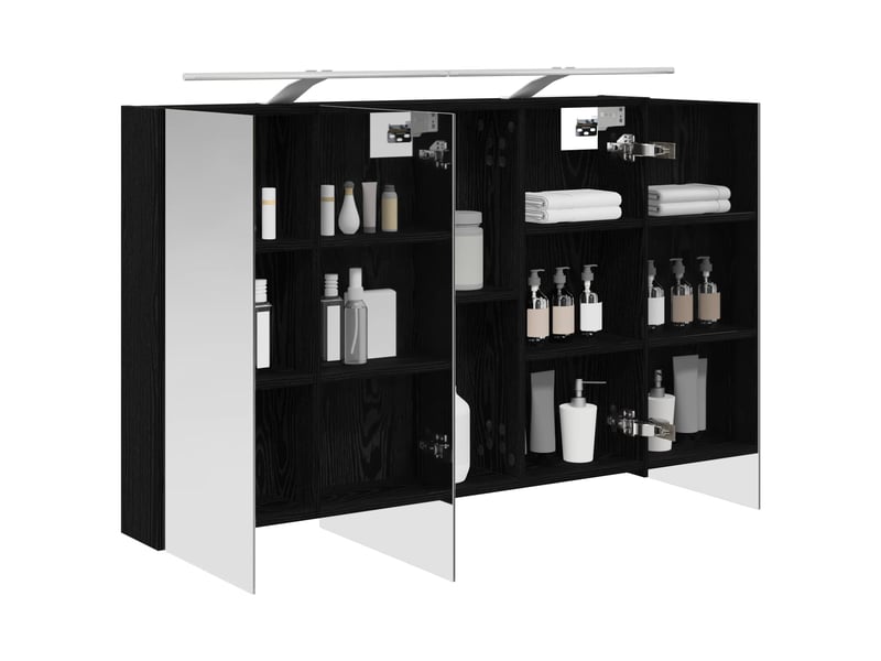 Amoire de salle de bain, meuble de salle de bain avec miroir chêne noir shl590 - Conforama C