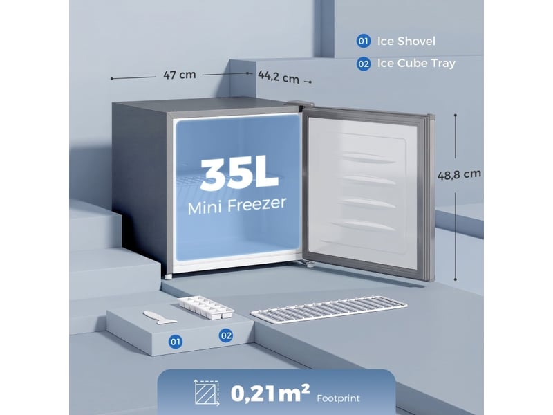  Mini congélateur 35 l 47x44,2x48,8 cm autonome métal gris  - Conforama C