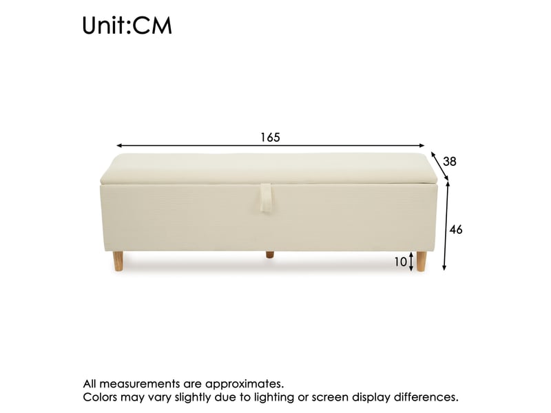  Banc de lit coffre hydraulique 165 cm beige homvra  - Conforama E