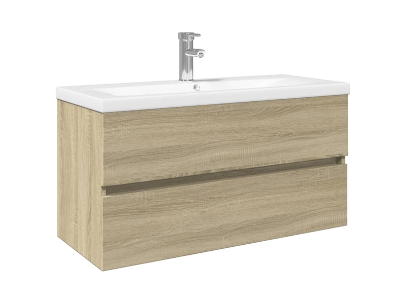 Ensemble de meubles de bain 2pcs céramique et bois d'ingénierie cf63559 - Conforama A