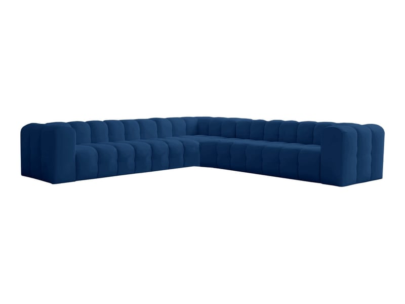  Canapé d'angle réversible miloe 8 places avec accoudoirs en velours - bleu foncé MILOE - Conforama A