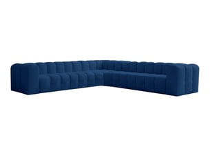 Canapé d'angle réversible fixe LOUNGITUDE MILOE 8 places Velours Bleu foncé