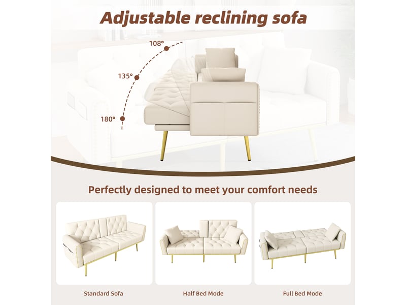  Canapé droit fixe 2 places velours beige canapé beige - Conforama E