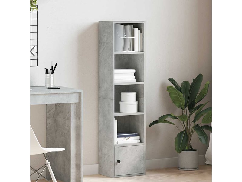  Bibliothèque, meuble de rangement salon gris béton 31x24x127 cm bois d'ingénierie  - Conforama C