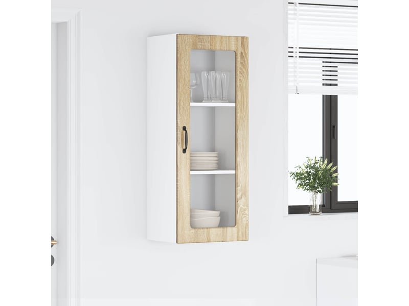 Meuble mural de cuisine, cabinet en verre mural chêne sonoma 40x31x100cm shl2184  - Conforama D
