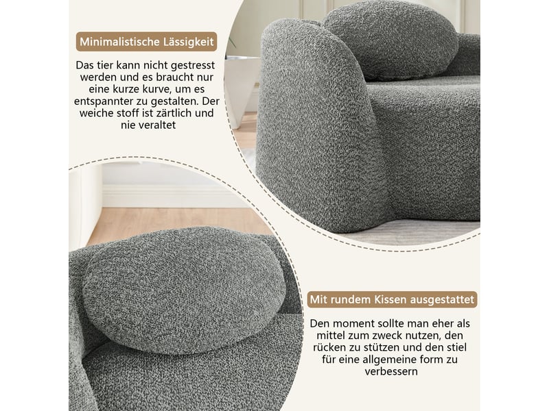 Canapé de salon, canapé tissu — en tissu polaire, pour chambre, pour salon, gris - Conforama D