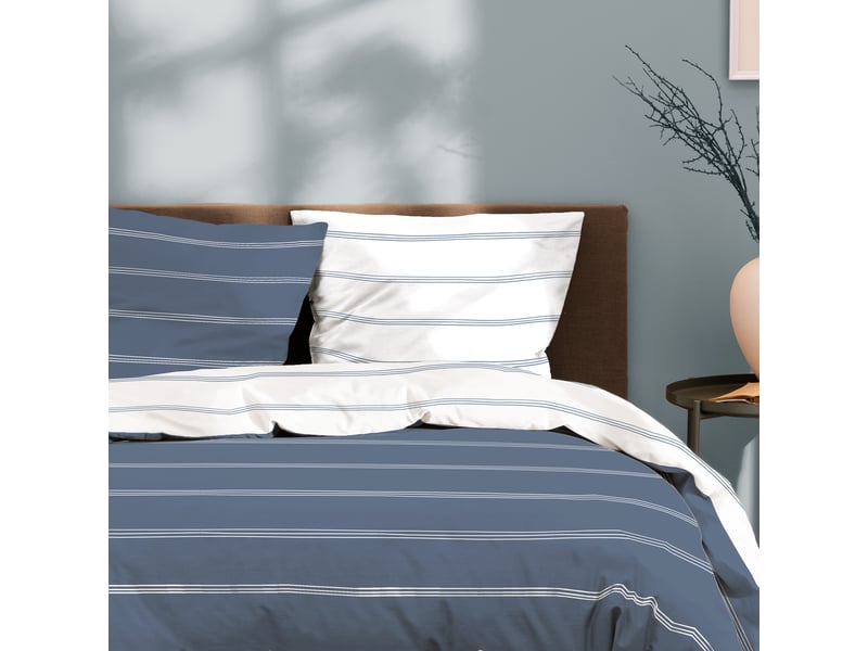  Parure de lit imprimée 100% coton, urban stripes 140x200+65x65cm  - Conforama B