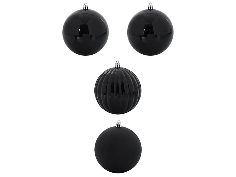  Ensemble de boules de noël xxl 4 pcs noir ø 20 cm plastique  - Conforama A