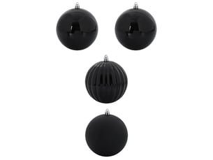 Ensemble de boules de noël xxl 4 pcs noir ø 20 cm plastique