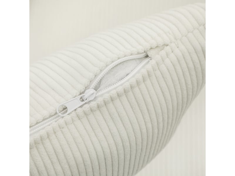  Fauteuil rembourré avec coussin lombaire lavable et pieds en bois, polyester blanc crème  - Conforama C