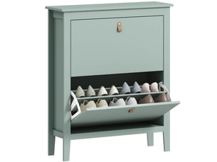 Meuble à chaussures 14 paires, armoire à chaussures avec 2 tiroirs rabattables, étagères amovibles et réglables, vert