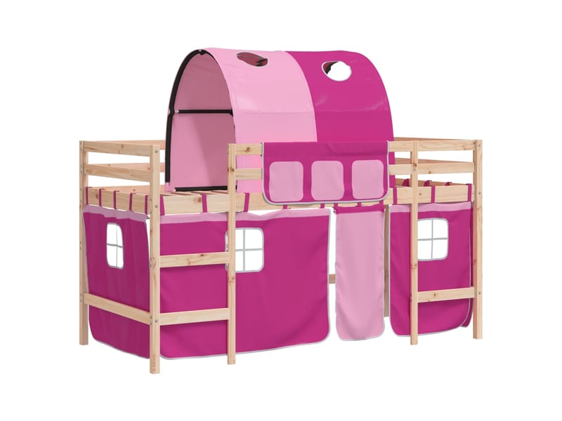  Lit mezzanine enfants - lit jeune avec tunnel sans matelas rose 80x200 cm  - Conforama A