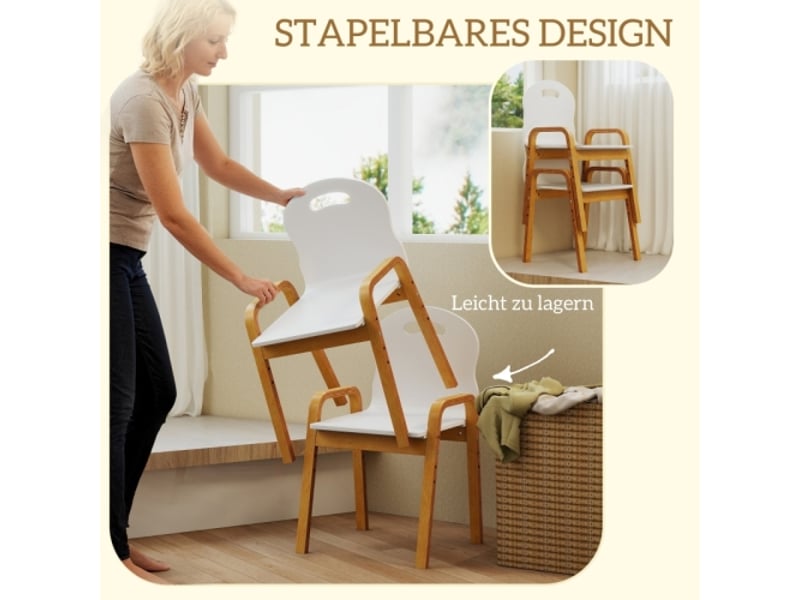  Chaise enfant en bois blanche, pieds antidérapants, hauteur réglable, 3-15 ans  - Conforama E