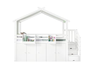 Lit mezzanine 90x200 cm <strong>NAHILIMI</strong>  <strong></strong> coloris blanc