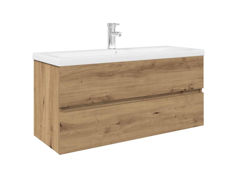 Meuble lavabo avec bassin et robinet intégré, armoire de salle de bains chêne artisanal cf65562 - Conforama A