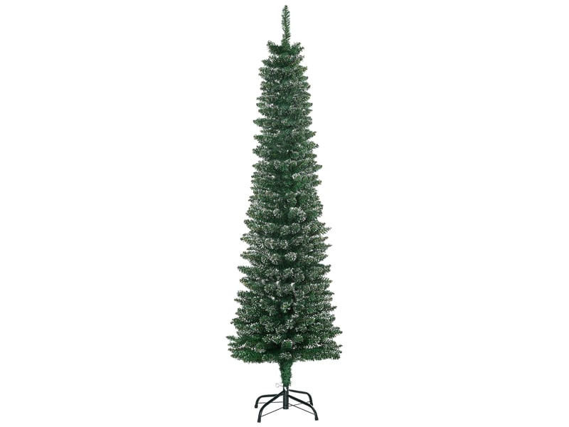  Sapin de noël fin et enneigé, 443 branches, base amovible et pliable, ø48 x 165 cm, vert  - Conforama A