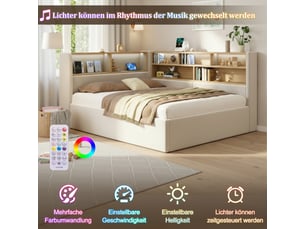 Lit coffre 140x200 cm coloris beige