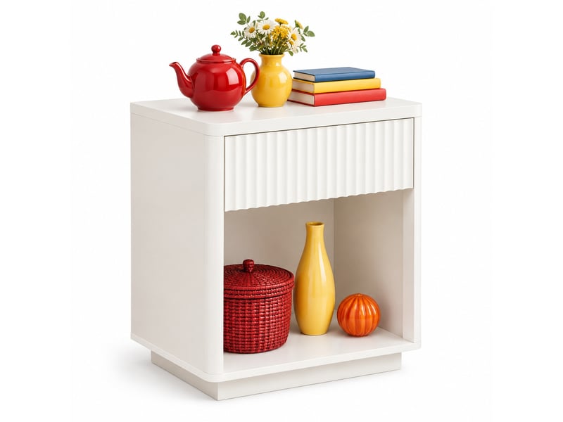  Table de chevet,55x40x63,5 cm,tiroir et niche,mdf,blanc  - Conforama A